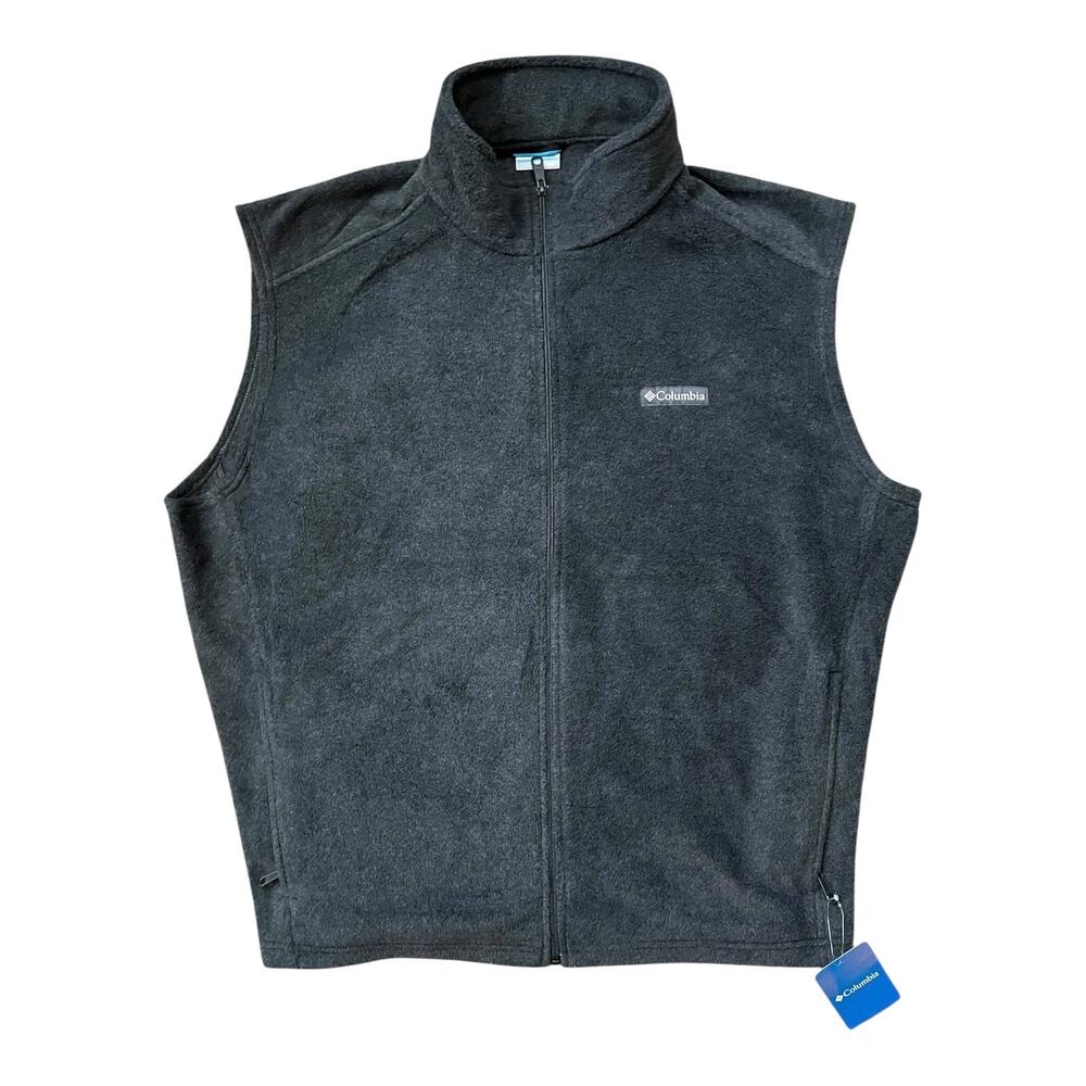 NEW Columbia Gray Fleece Vest Full Zip Front Zipper Pockets Men's XXL 2XL